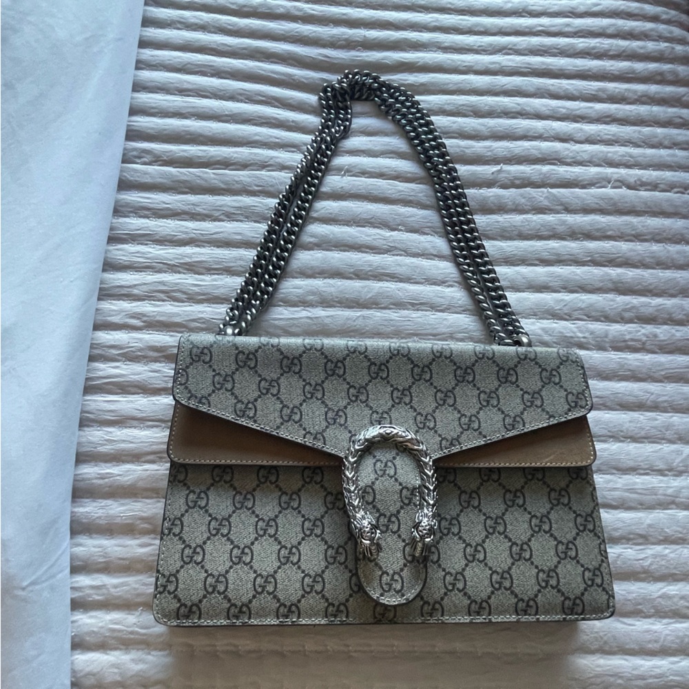 GUCCI Dionysus Rectangular Bag in Taupe Supreme Monogram